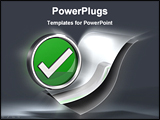 PowerPoint Template - d illustration of a metallic green check mark symbol hovering over a set of blank paper documents o
