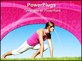 PowerPoint Template - A beautiful young woman stretches before fitness and yoga