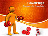 PowerPoint Template - 3d illustration looks a humanoid with barbell in the hands