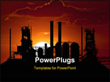 PowerPoint Template - an outline of a factory against sunset