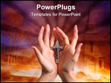 PowerPoint Template - Two woman hands with Christian symbol cross