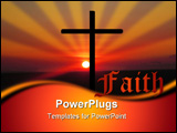 PowerPoint Template - A cross silhouetted against a blood red sky