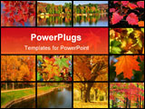 PowerPoint Template - autumn in city park with river at october