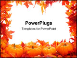 PowerPoint Template - Fall leaf border with pumpkins isolated on a white background