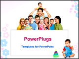 PowerPoint Template - Happy smiling families isolated over white background