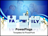 PowerPoint Template - Conceptual image - family making a puzzle. Objects over white