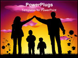 PowerPoint Template - family with two children making house silhouette