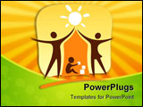 PowerPoint Template - Stylized symbol of parents and child on a yellow background.