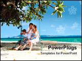PowerPoint Template - Family of four having fun on tropical beach