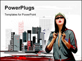 PowerPoint Template - Modern girl and Urban scene