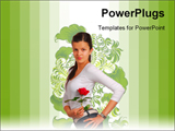 PowerPoint Template - Beautiful girl with rose and floral background