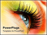 PowerPoint Template - Close-up portrait of summer fashion creative eye make-up in yellow and green tones