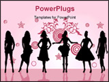 PowerPoint Template - fashion girls posing in front silhouette illustration