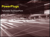 PowerPoint Template - High-speed vehicles bright light trails on urban roads at night