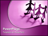 PowerPoint Template - Group of paper doll females holding hands