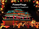 PowerPoint Template - chinese lantern- festival lit- up paper building