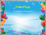 PowerPoint Template - Festive balloons in blue sky. Bright greeting card