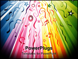 PowerPoint Template - Rainbow party background with streamers circles stars and Music notes