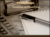 PowerPoint Template - pen with calculator and notepad