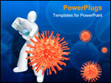 PowerPoint Template - Human fighting the virus injecting the vaccine
