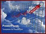 PowerPoint Template -  red 3d graph ascending over time concept financial incline or profit increase over grid and clouds