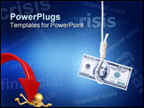 PowerPoint Template - Financial crisis concept. 100 dollars in runningknot.