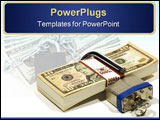 PowerPoint Template - Stack of Money with a Lock and Key - Financial Security Concept