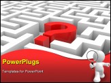 PowerPoint Template - Red question mark inside white maze. Computer generated image.
