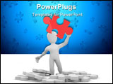 PowerPoint Template - 3d image, a character with red puzzle