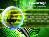 PowerPoint Template - an illustration of a magnifying glass over computer data