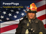 PowerPoint Template - a firefighter in gear over an american flag