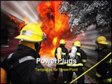 PowerPoint Template - Firefighter at work on an abandoned house in flame