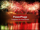 PowerPoint Template - Spectacular fireworks in the night sky reflecting in the lake
