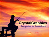 PowerPoint Template - Sillhouette of man fishing on dock.