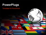 PowerPoint Template - abstract planet against a background of flags of the world