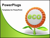 PowerPoint Template - Flower eco icon on white background. Abstract 3d illustration.