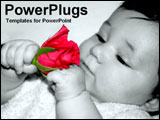 PowerPoint Template - Little baby girl with pink flower