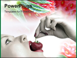PowerPoint Template - beauty lady is eating red strawberry