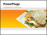 PowerPoint Template - Chicken or turkey sandwich with fresh salad and cheese on multi-grain bread.