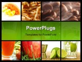 PowerPoint Template - food and drink collage or collection showing healthy lifestyle