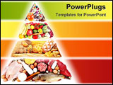 PowerPoint Template - Food Pyramid for a balanced diet. Isolated on white