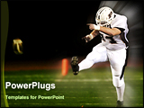 PowerPoint Template - High school football kickoff with leg extended and football leaving tee