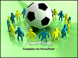 PowerPoint Template - Life around football. Abstract little men and ball.