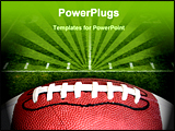 PowerPoint Template -  photo of an American Football with the focus on the leather texture and laces or threads with a fo