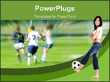 PowerPoint Template - High school soccer game, female footballer over white