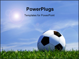 PowerPoint Template - Soccer ball against beautiful blue sky background with white clouds