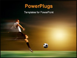 PowerPoint Template - a young soccer player in acrobatic on a sunset