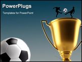 PowerPoint Template - 3d render illustration of a golden trophy with a football ball