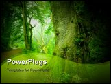PowerPoint Template - Forest scene. A pathway leading into a forest.