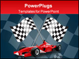 PowerPoint Template - red formula one car and racing flags in the background